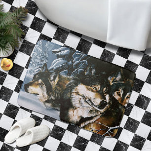 Wolf Pack Winter Bath Mat