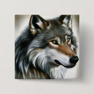Wolf Painting 15 Cm Square Badge