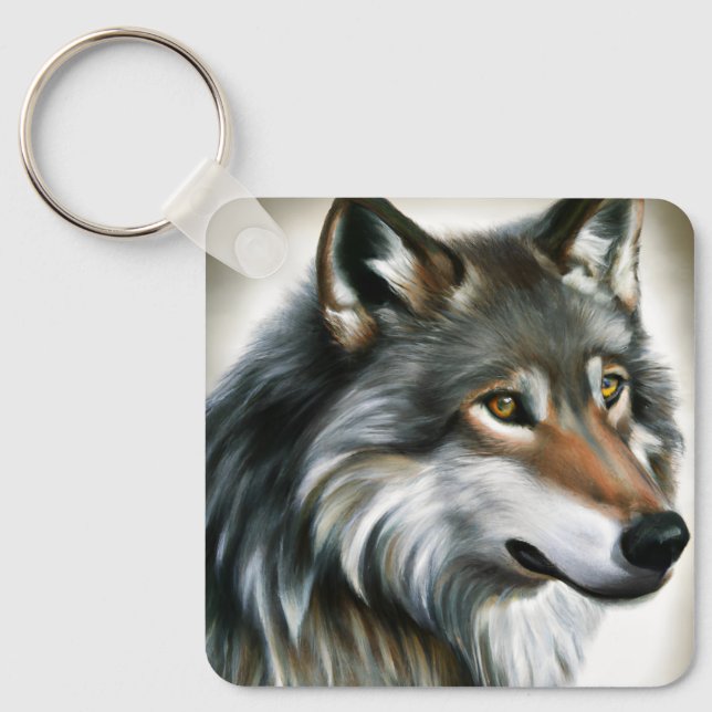 Wolf Painting Key Ring (Front)