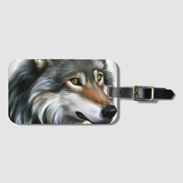 Wolf Painting Luggage Tag (Front Horizontal)