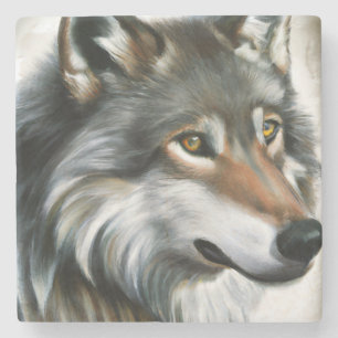 Wolf Painting Stone Coaster