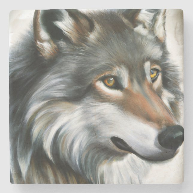 Wolf Painting Stone Coaster (Front)