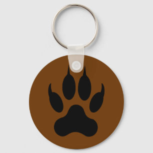 Wolf Paw Print Double Sided Key Ring