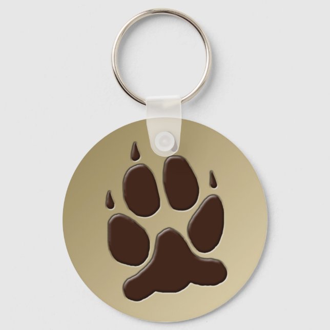 Wolf Paw Print Key Ring (Front)