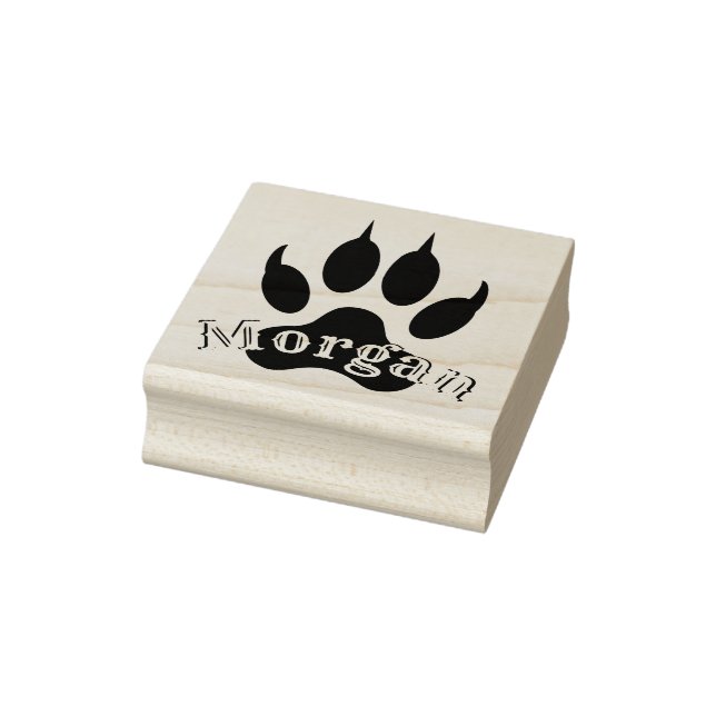Wolf Paw Print with Name Monogram Signature Seal Rubber Stamp (Stamp)
