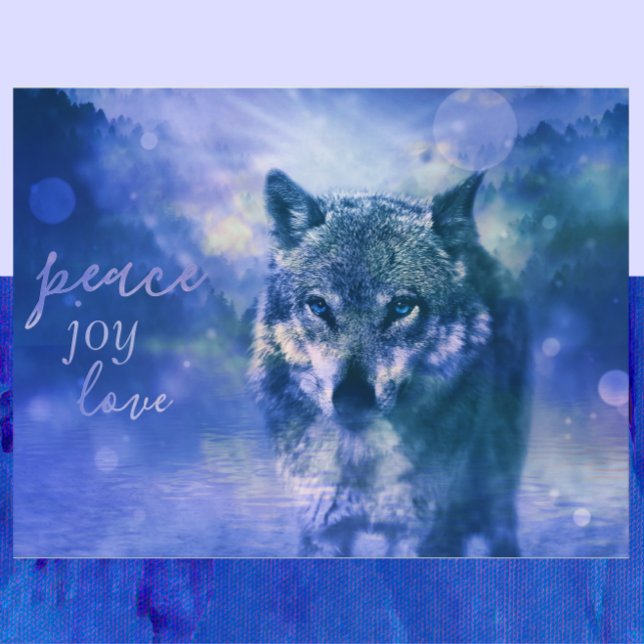 Wolf Peace Joy Love New Year Postcard (Creator Uploaded)