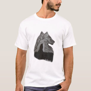 Wolf Pencil Sketch T-Shirt Realistic Wolf Drawin