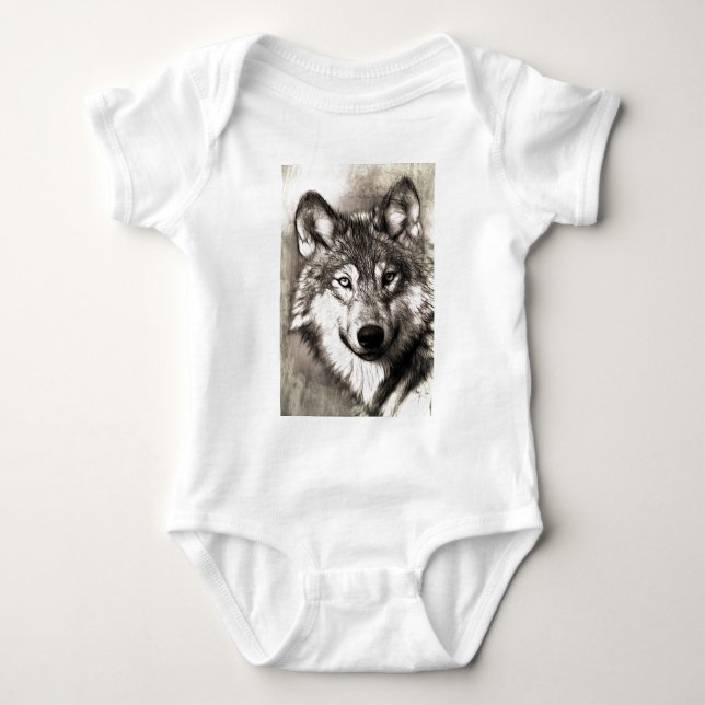 Wolf Photographic Art Spirit Guide Animal Love  Baby Bodysuit (Front)
