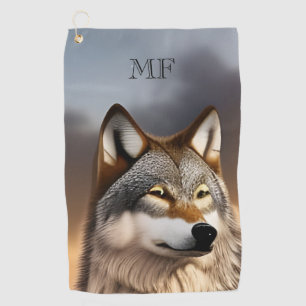 Wolf Picture Monogram Golf Towel