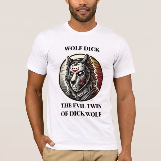 Wolf playing hockey for men T-Shirt (Front)