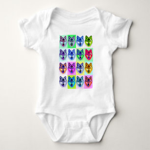 Wolf Pop Art Baby Bodysuit