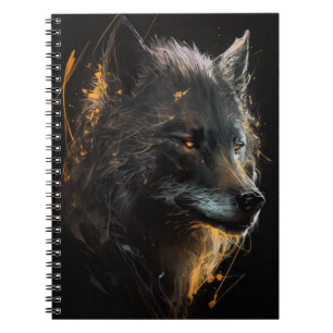 Wolf Portrait Animal Nature Wildlife Dark Painting Notebook