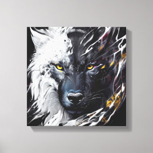 Wolf Portrait Animal Painting Wildlife Adventure Canvas Print