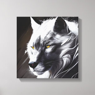 Wolf Portrait Animal Painting Wildlife Adventure Canvas Print