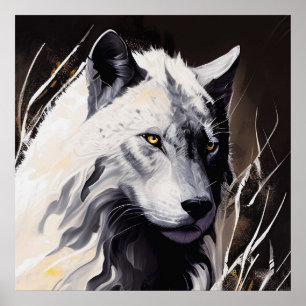 Wolf Portrait Animal Painting Wildlife Adventure Poster