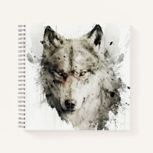 Wolf Portrait Animal Painting Wildlife Forest Notebook