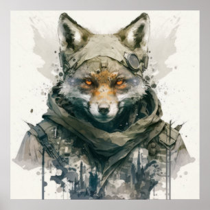 Wolf Portrait Animal Painting Wildlife Forest Poster