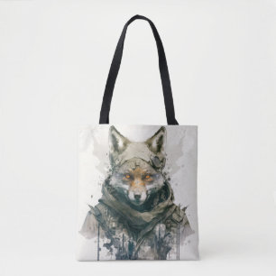 Wolf Portrait Animal Painting Wildlife Forest Tote Bag