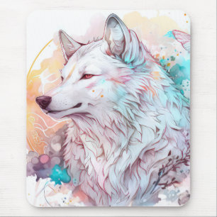 Wolf Portrait Animal Painting Wildlife Outdoors Mouse Pad