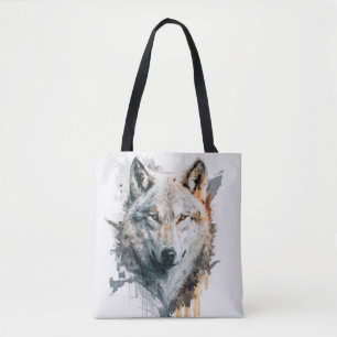 Wolf Portrait Animal Painting Wildlife Outdoors Tote Bag