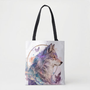 Wolf Portrait Animal Painting Wildlife Outdoors Tote Bag