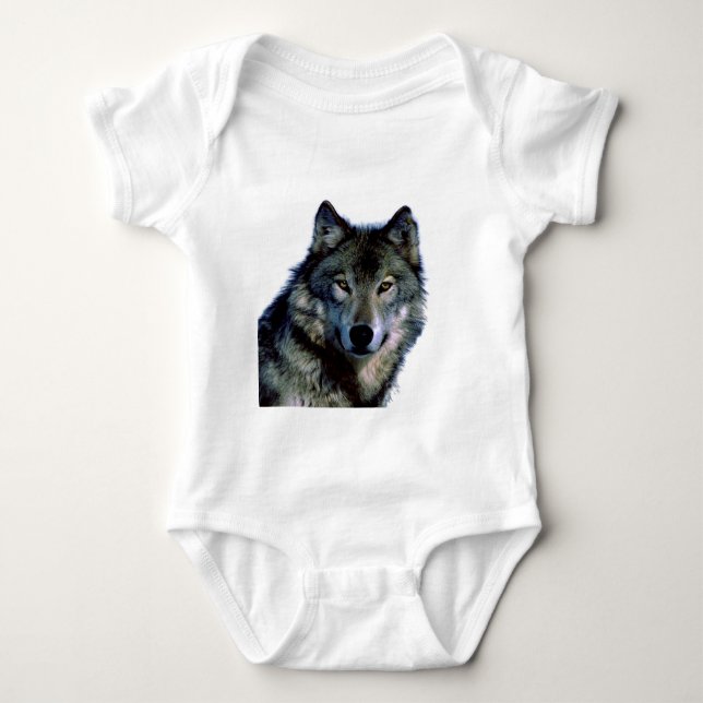 Wolf Portrait Baby Bodysuit (Front)