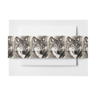 Wolf portrait invitation belly band
