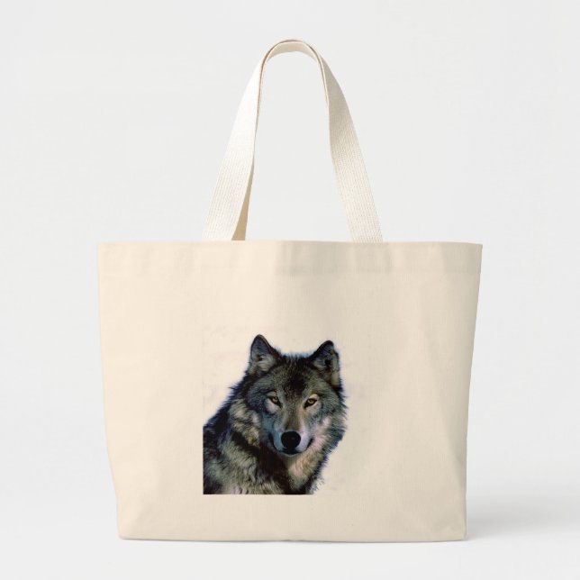 Wolf Portrait Large Tote Bag (Front)