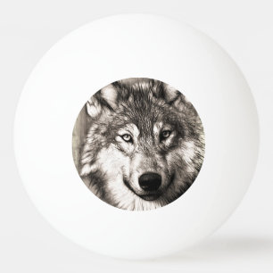 Wolf portrait ping pong ball