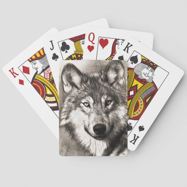 Wolf portrait playing cards (Back)