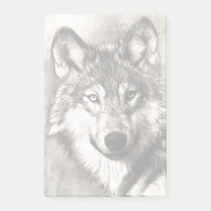 Wolf portrait post-it notes