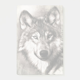 Wolf portrait post-it notes
