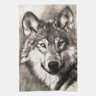 Wolf portrait tea towel