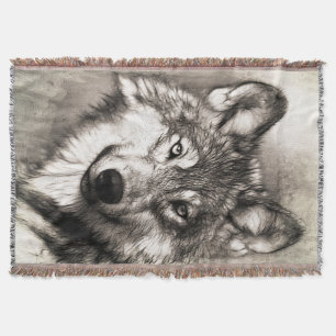 Wolf portrait throw blanket