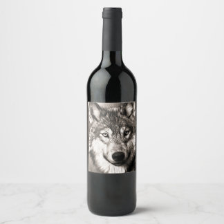 Wolf portrait wine label