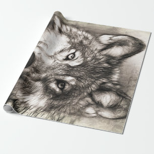 Wolf portrait wrapping paper