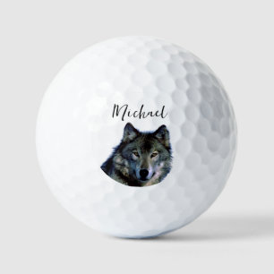 Wolf Portrait Your Name Custom Handwriting Golf Balls