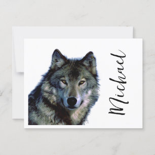 Wolf Portrait Your Name Custom Handwriting Postcard