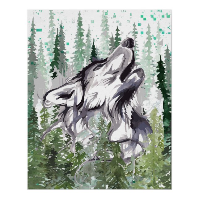 Wolf Poster Glossy - Colourful Wolf Poster Print (Front)