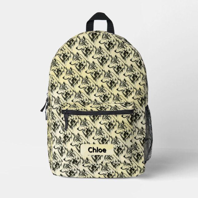 Wolf Printed Backpack (Front)