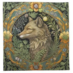 Wolf profile in vintage style napkin