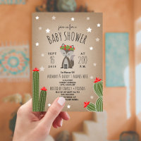 Wolf Pup Desert Stars Cactus Girl Baby Shower