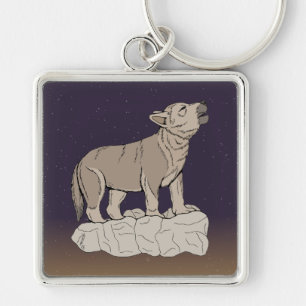 Wolf Pup Howling Key Ring