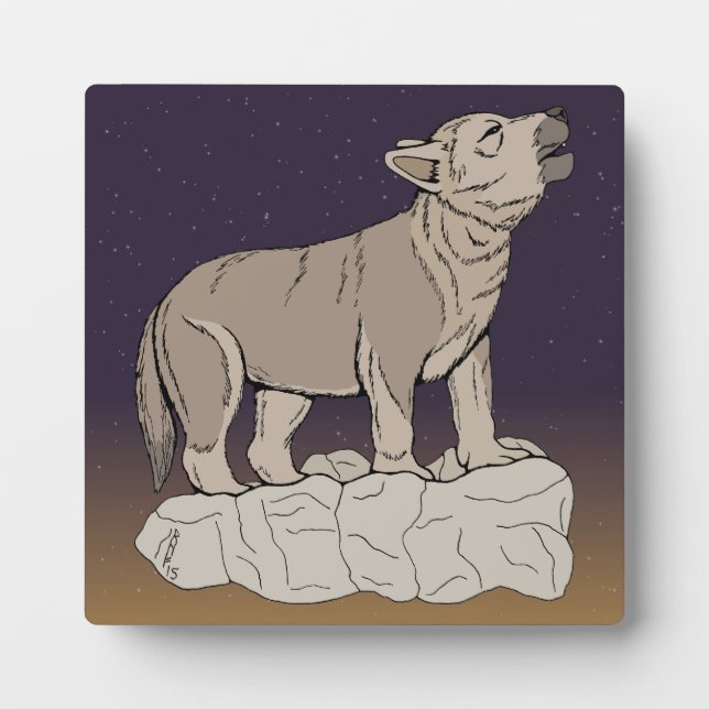 Wolf Pup Howling Plaque (Front)