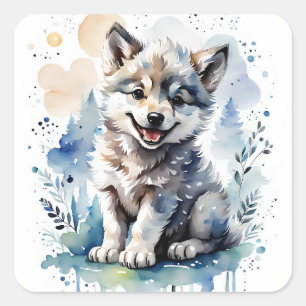 Wolf Pup Square Sticker