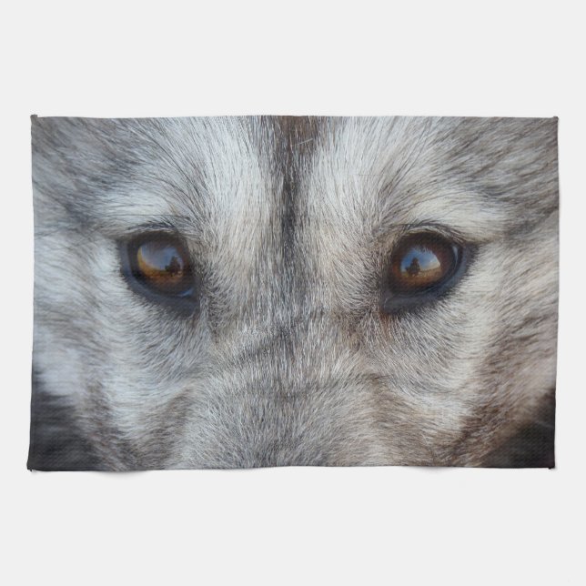 Wolf Pup Towel Wild Husky Dog Tea Towel (Horizontal)