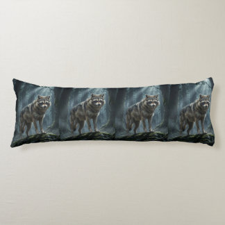 Wolf Racoon Hybrid – Moonlit Woodland Guardian Body Cushion