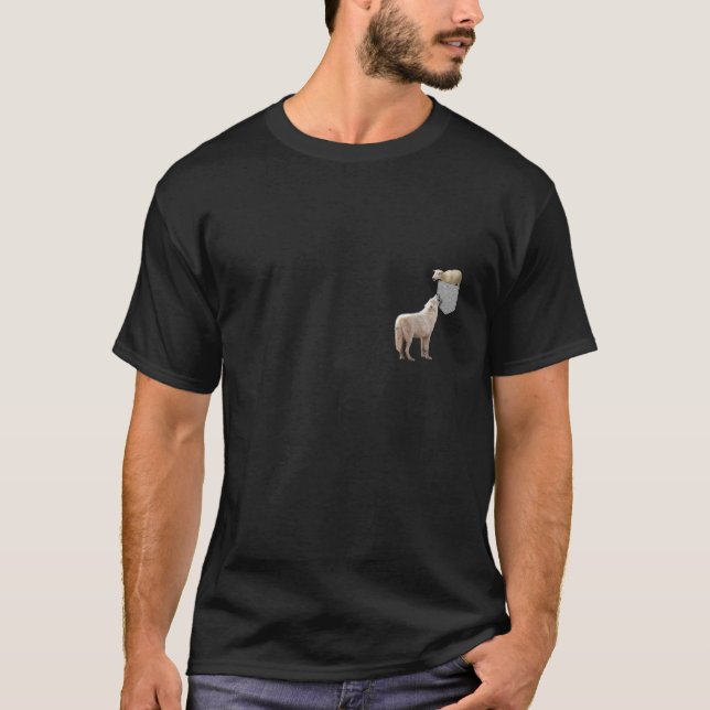 Wolf Reaching Sheep In Your Fake Pocket Funny T-Shirt (Front)