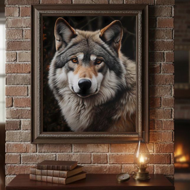Wolf Realistic Painting Portrait Wildlife Cabin Poster (Creator Uploaded)