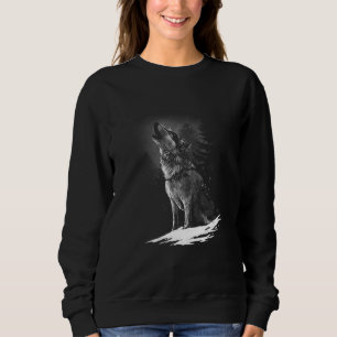 Wolf Realistic Wolves Animal Howling At The Moon W Sweatshirt